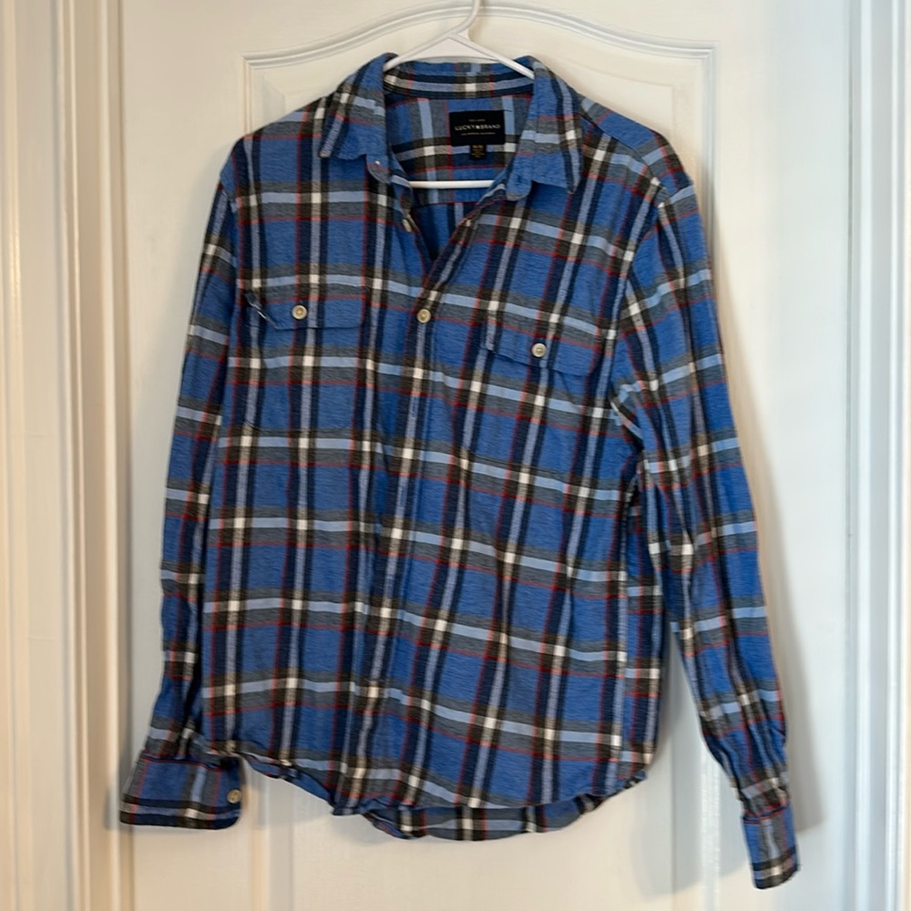 Lucky Brand Shirt Pearl Snap Mens LARGE Long Sleeve Button Up Plaid - Picture 1 of 3